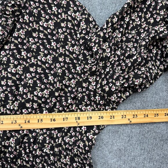 Liumilac Ditsy Floral Midi Dress Prairie Peasant Boho Dark Romantic Black Size X - Picture 9 of 12